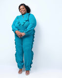 Ruffle Me Pretty Pant Set Teal