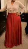 Red Faux Leather Maxi Skirt