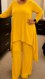 Mustard High-Low 2-Piece Pant Set