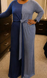 Blue Colorblock Pant Set
