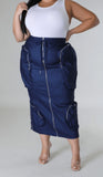 Zip Me Cargo Skirt Denim