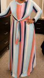 Pastel Multi-Stripe Maxi Dress